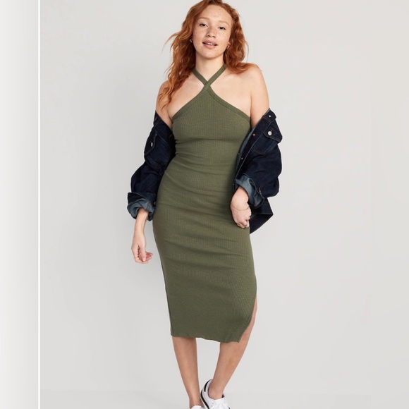 Old Navy Dresses & Skirts - Fitted Rib Knit Halter Midi Dress Petite L